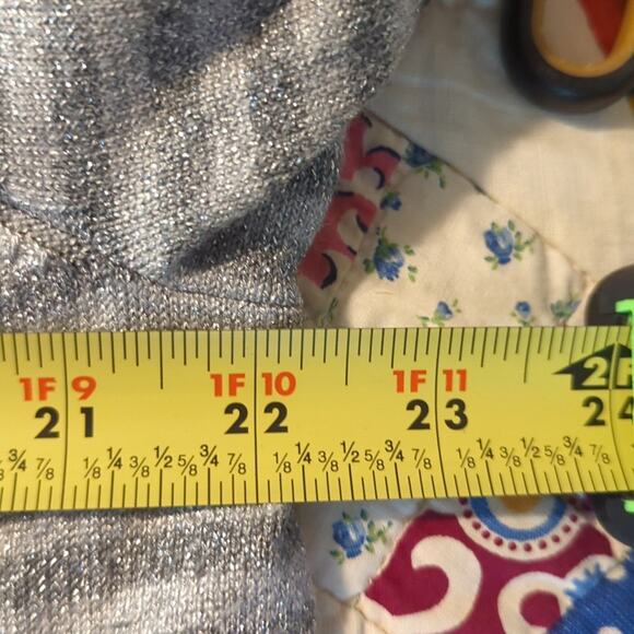 Lane Bryant Silver Metallic Striped Cardigan Wide Ribbed Hem and Cuffs Sz 18-20 - Picture 6 of 9